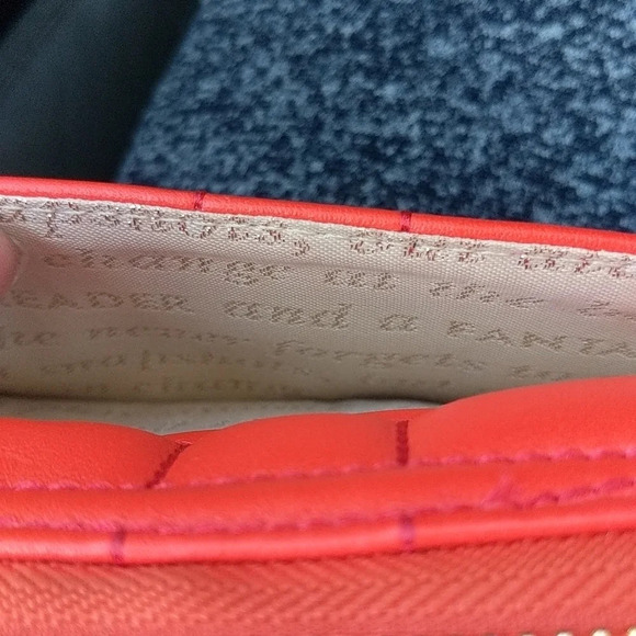 Kate Spade cherry red lacey signature quilted leather Wallet flame - Picture 10 of 13
